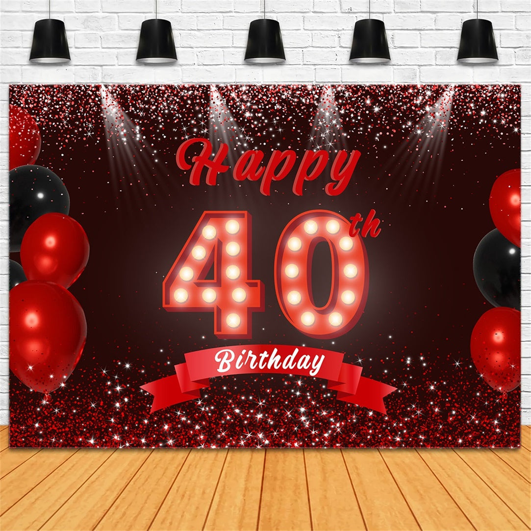 Personalisierte 40. Geburtstag Backdrop Stilvolle Rot Glitter Backdrop RR12-78