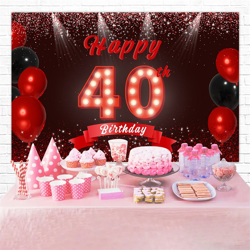 Personalisierte 40. Geburtstag Backdrop Stilvolle Rot Glitter Backdrop RR12-78