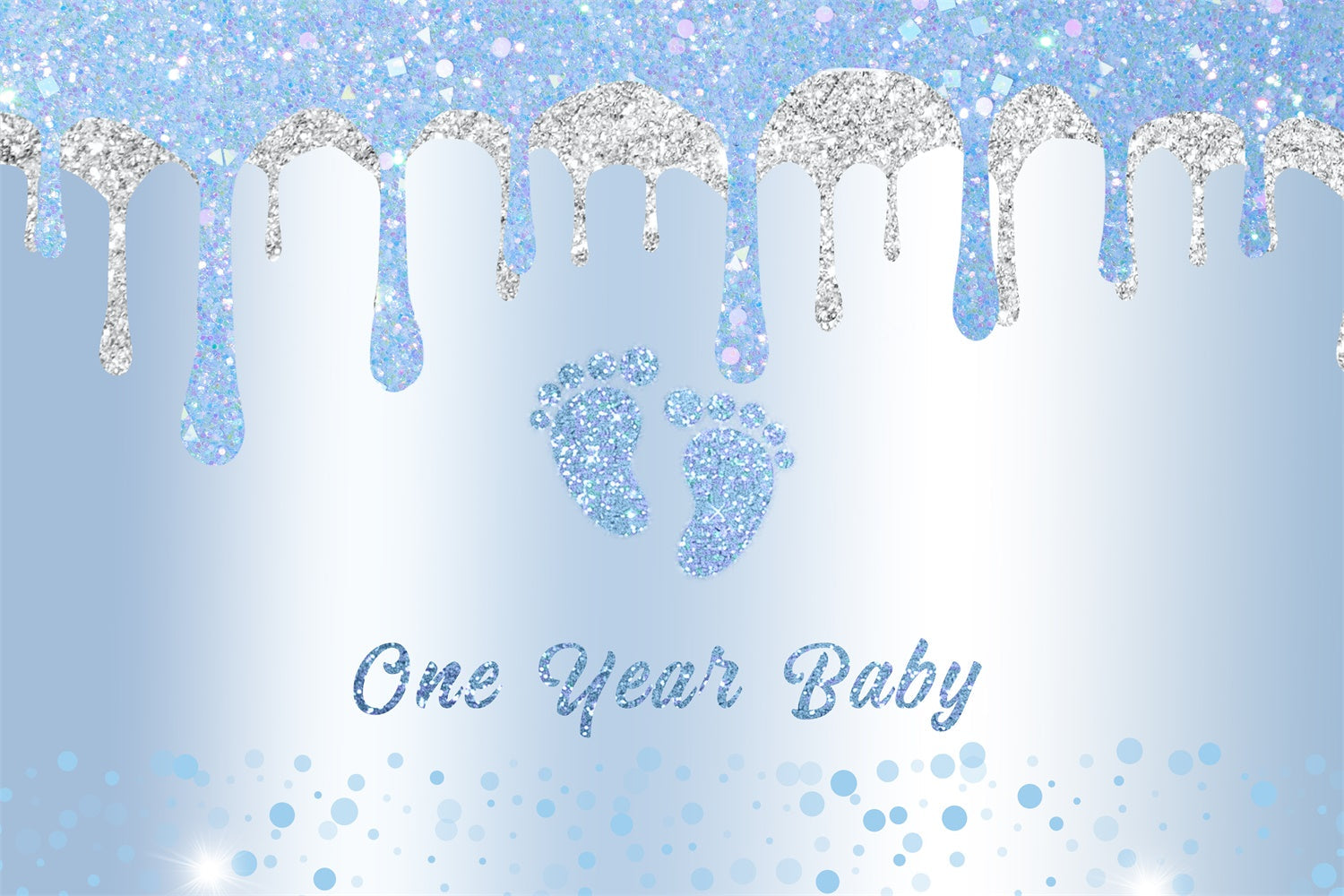 1. Geburtstag Backdrop Glitzernde Blaue Babyfüße Backdrop RR12-88