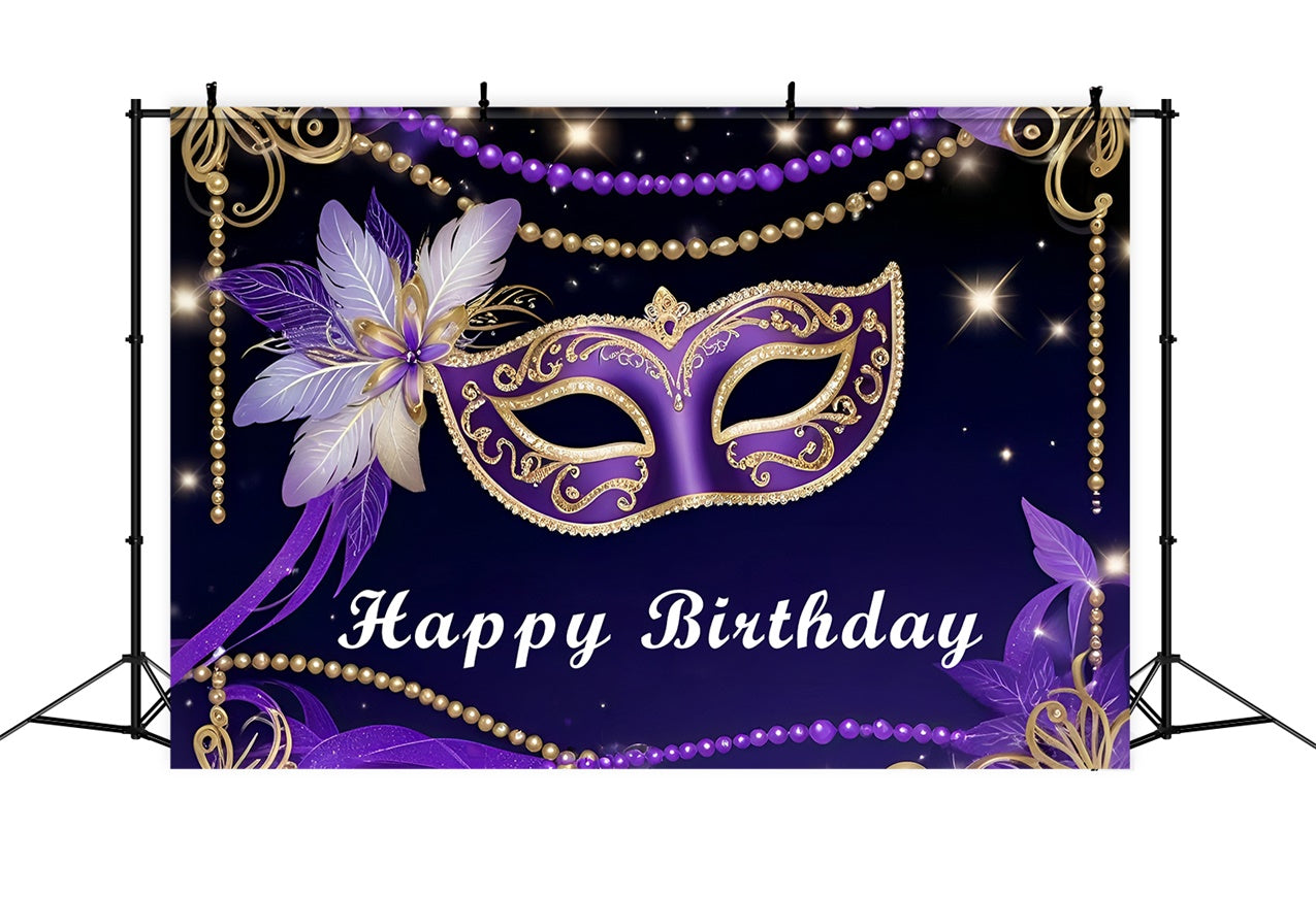 Geburtstag Backdrop Custom lila Maske Feier Backdrop RR12-97