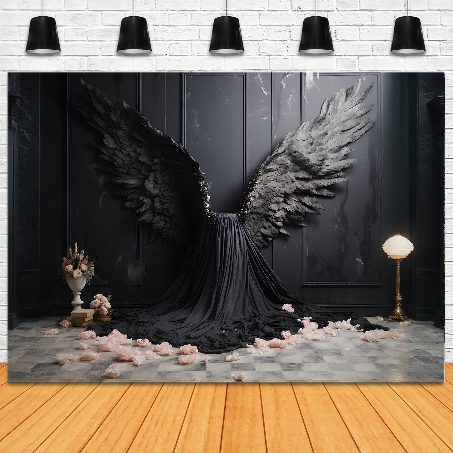 DBackdrop Black Classic Wall Mystery Schwarze Engelsflügel Backdrop RR4-16