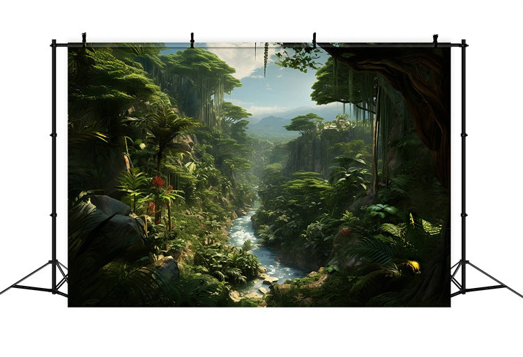 DBackdrop Mystic Rainforest Stream Adventure Theme Hintergrund RR4-42