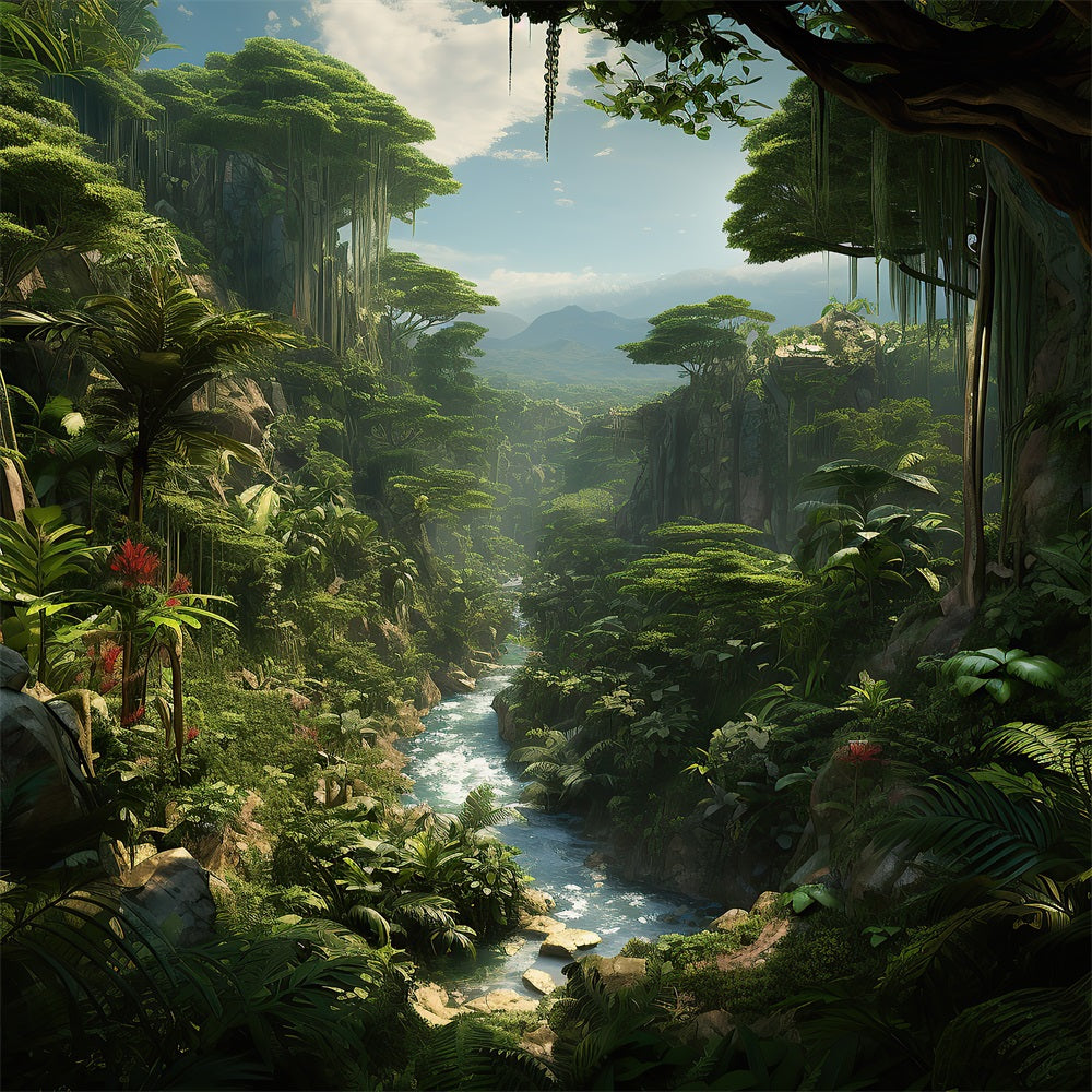 DBackdrop Mystic Rainforest Stream Adventure Theme Hintergrund RR4-42