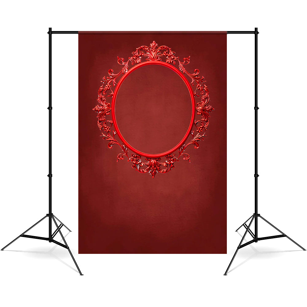 DBackdrop Kunst Vintage Roter Ovaler Fotorahmen Abstrakte Hintergrund RR4-52