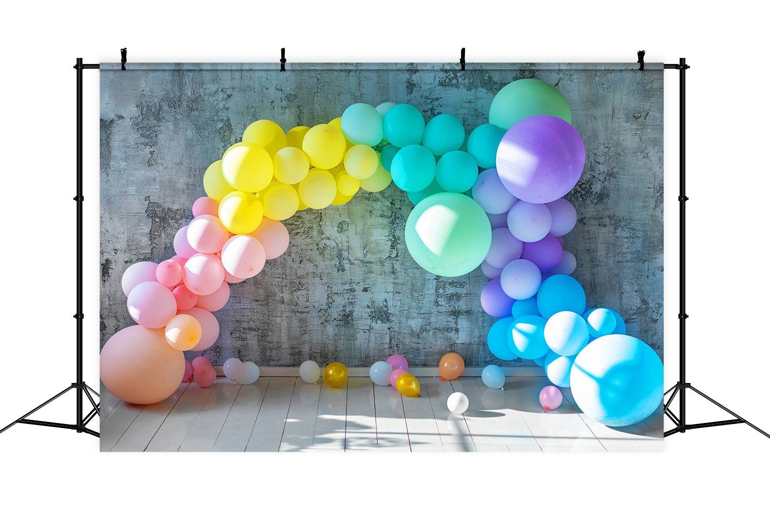 Bunte Luftballons Abstrakte Backsteinmauer Hintergrund RR5-30