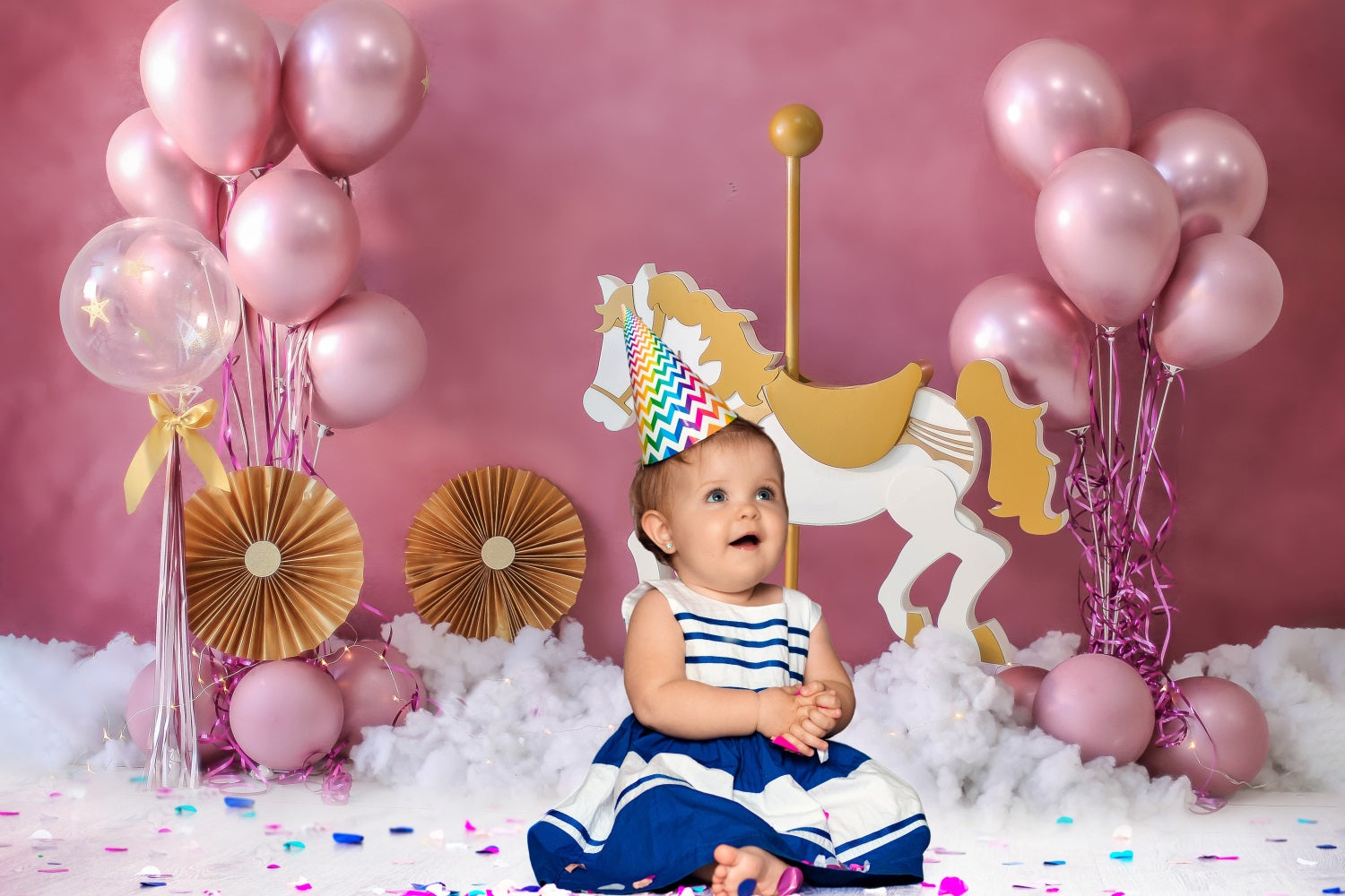 Rosa Luftballons Kindergeburtstag Dekoration Backdrop RR5-39