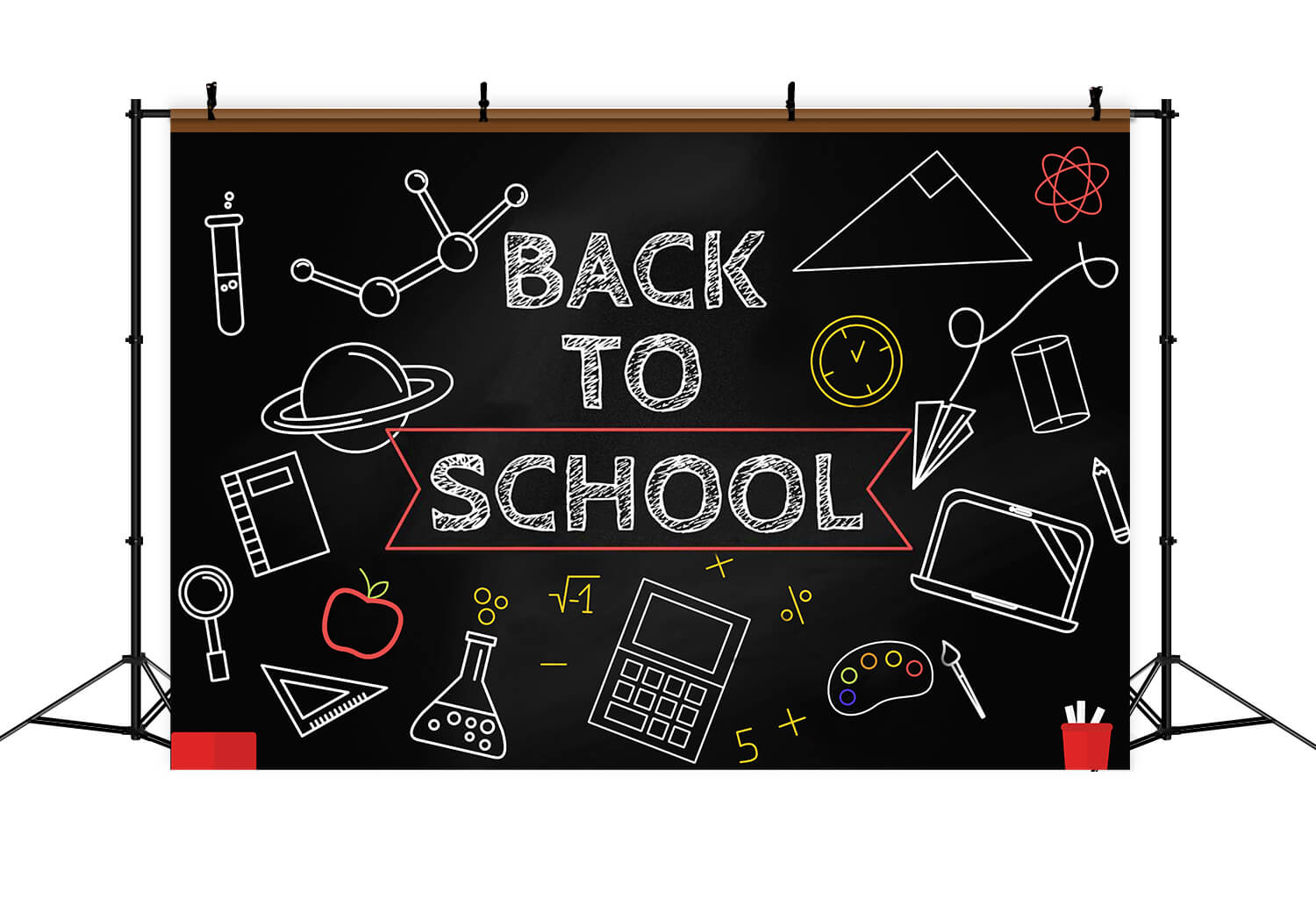 Back to School Tafelkreide-Zeichnung Fotografie Hintergrund RR6-31