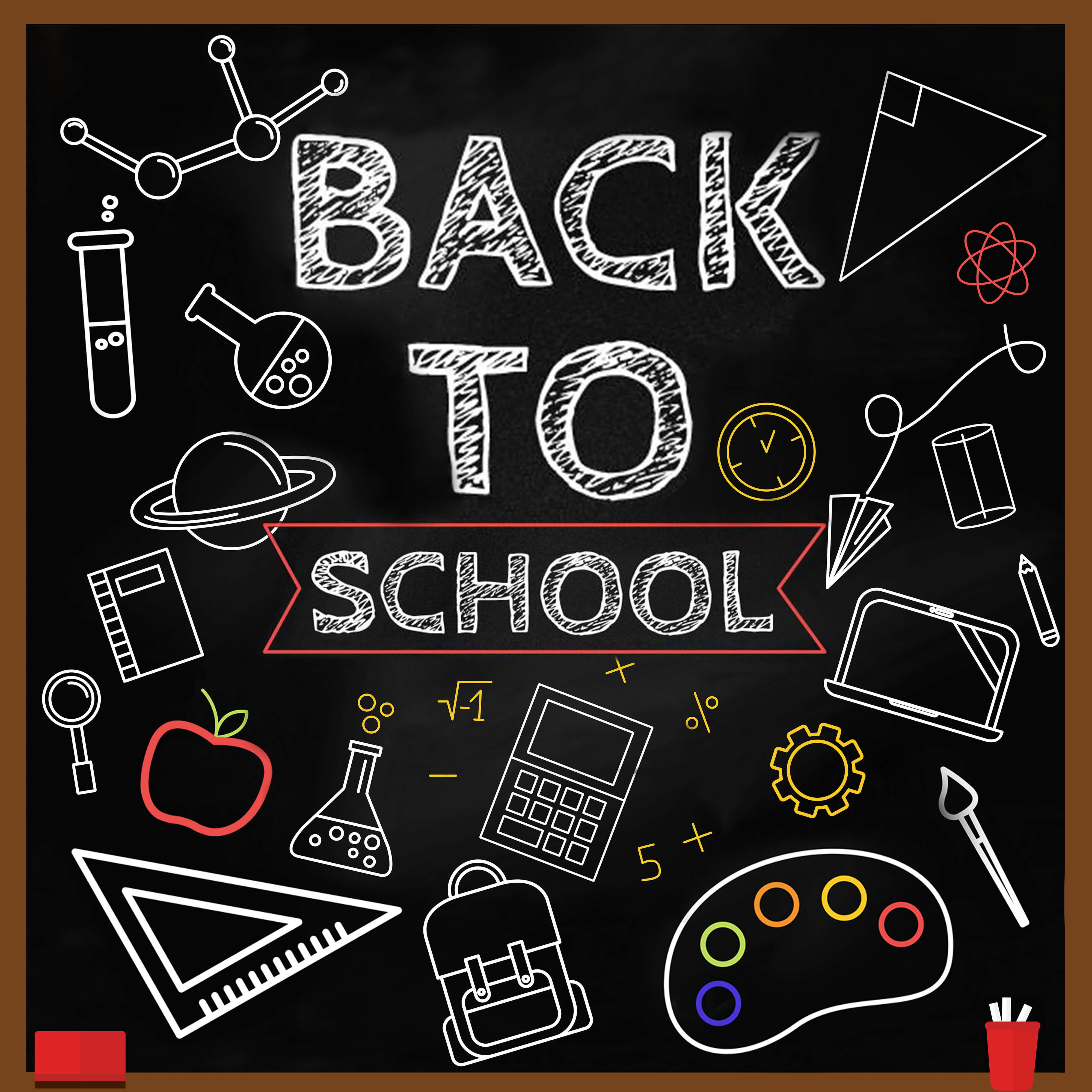 Back to School Tafelkreide-Zeichnung Fotografie Hintergrund RR6-31