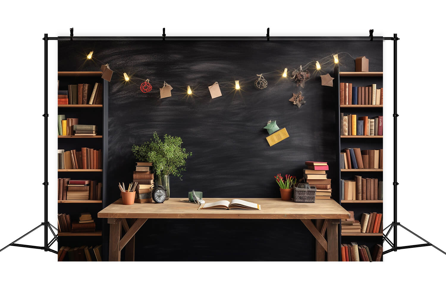Bücherregal Schreibtisch Back to School Theme Fotografie Hintergrund RR6-34