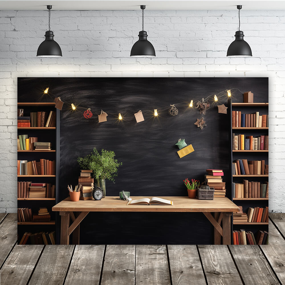 Bücherregal Schreibtisch Back to School Theme Fotografie Hintergrund RR6-34