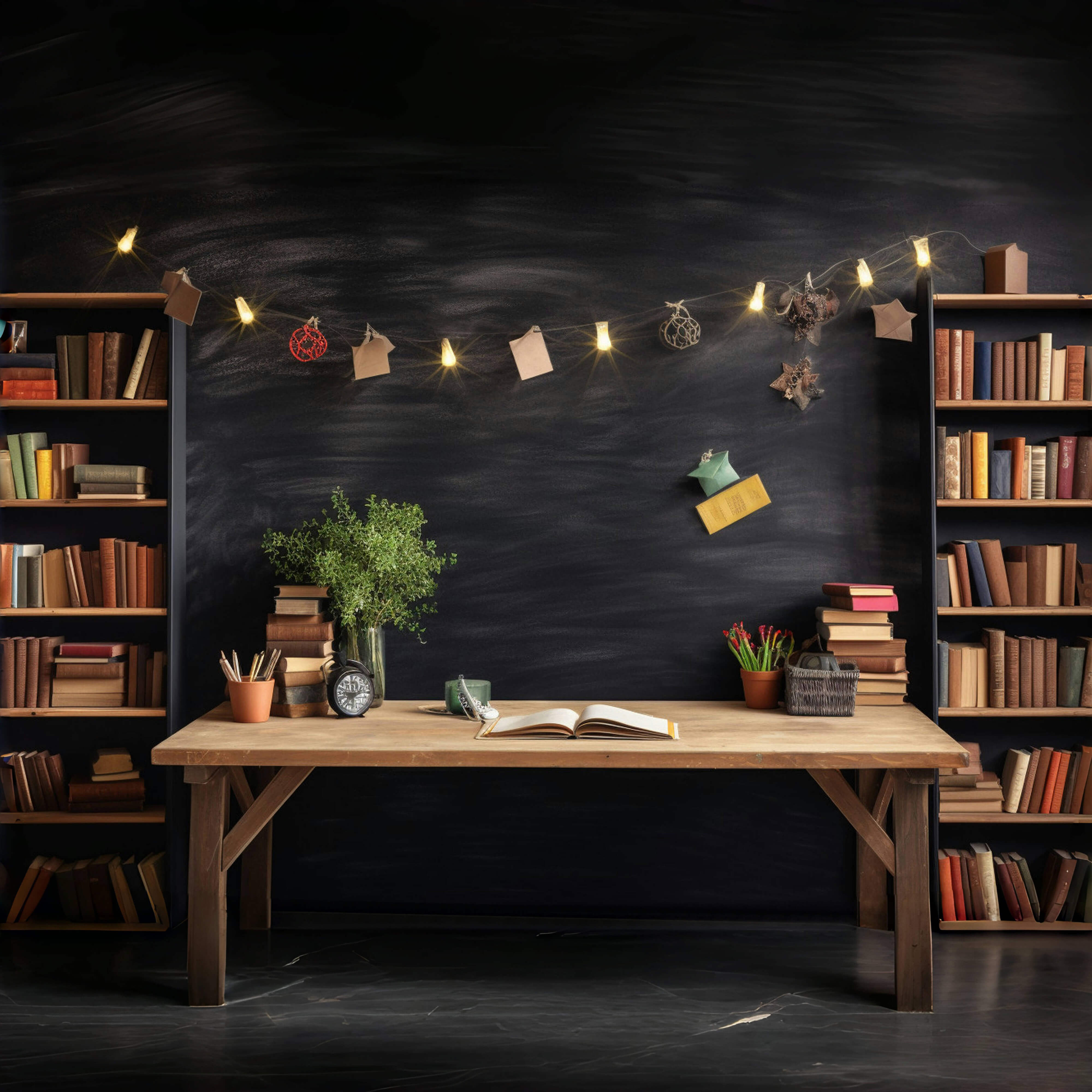 Bücherregal Schreibtisch Back to School Theme Fotografie Hintergrund RR6-34