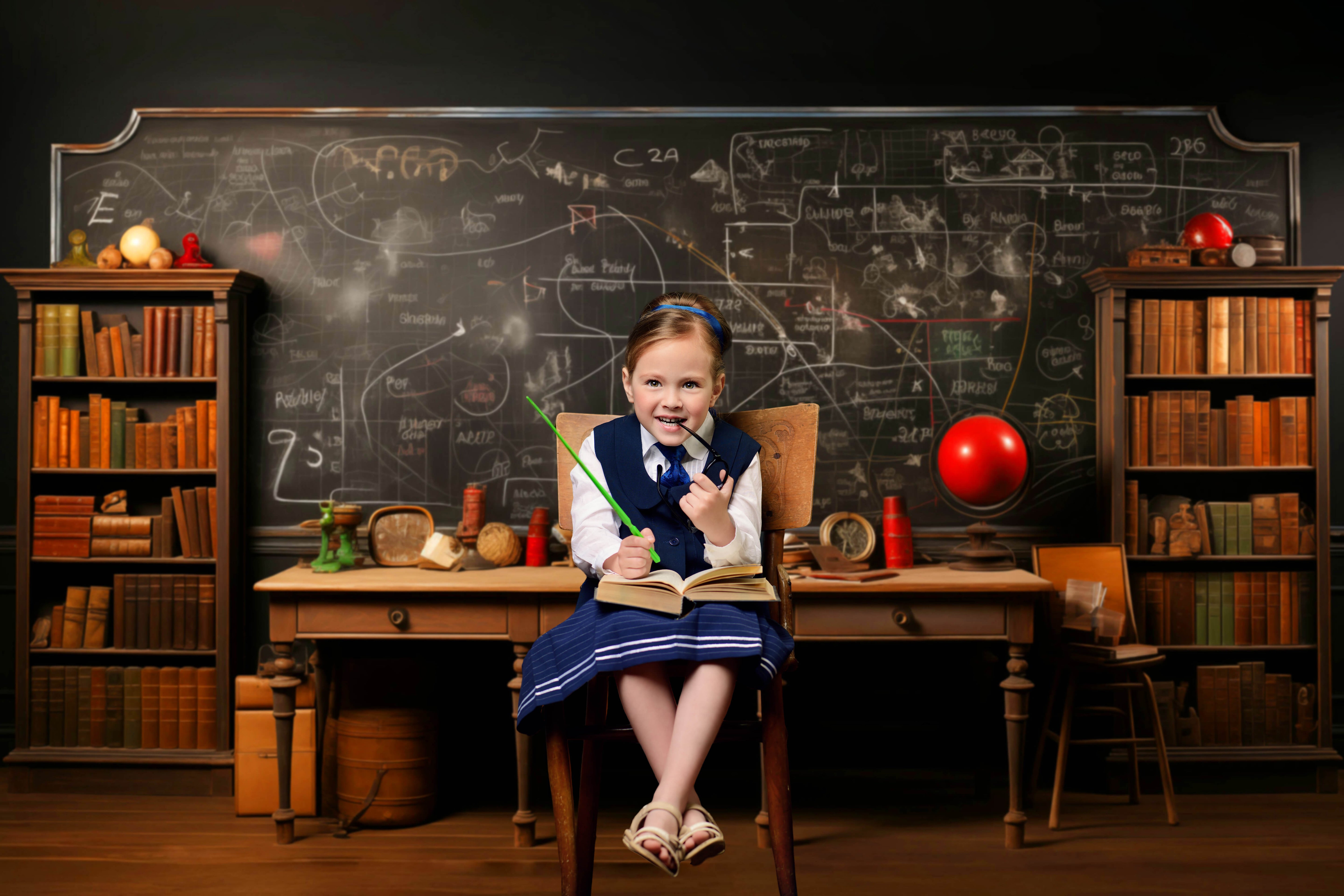 Altes Klassenzimmer Back to School Fotografie Hintergrund RR6-45