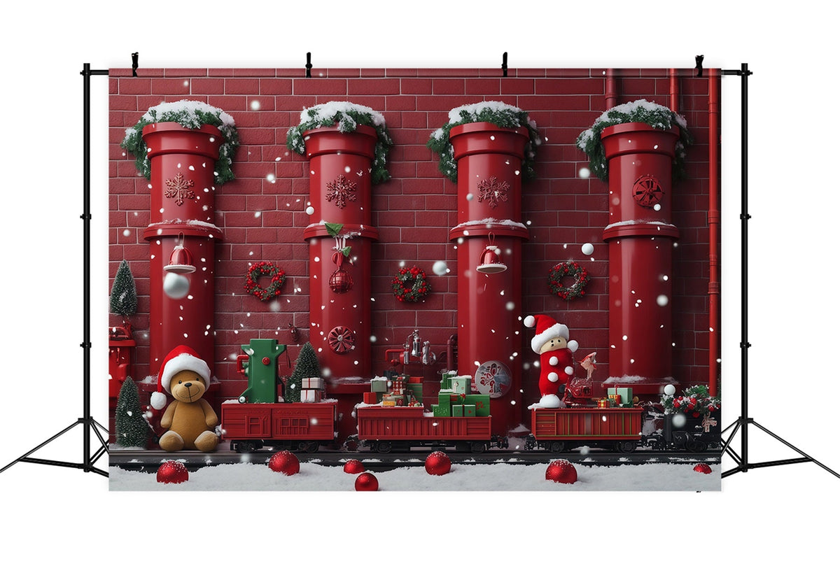 Weihnachtlicher Hintergrund Rote Rohr-Spielzeugeisenbahn RR610-102