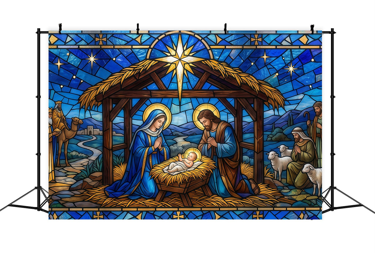 Bethlehem Hintergrund Buntglas Krippenszene Kirche RR610-15