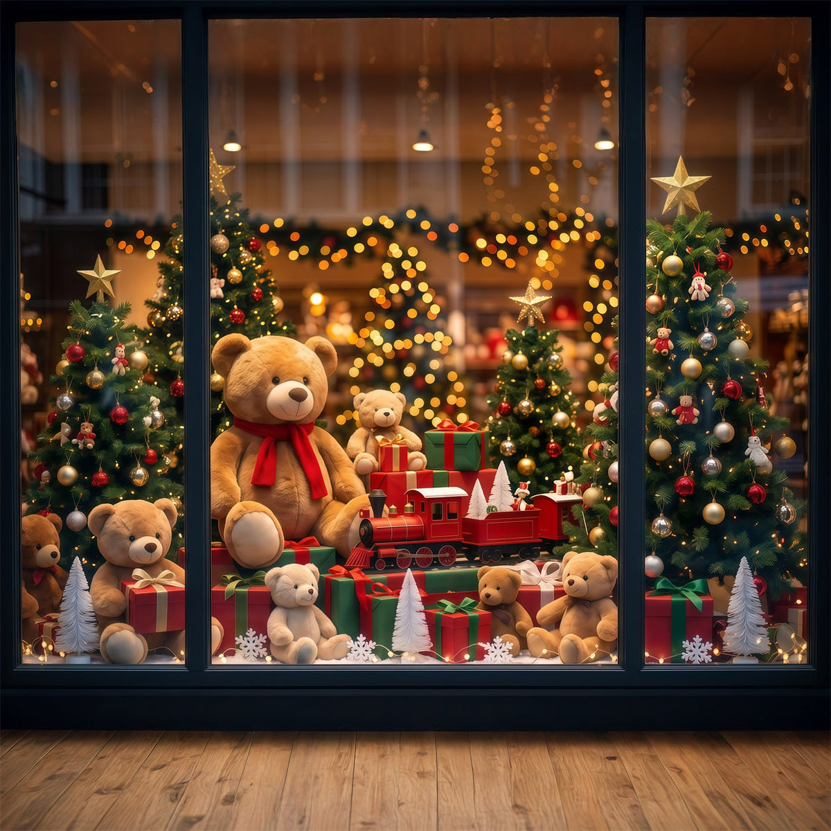 Santa Spielzeugladen Hintergrund Teddybär Schaufenster RR610-155