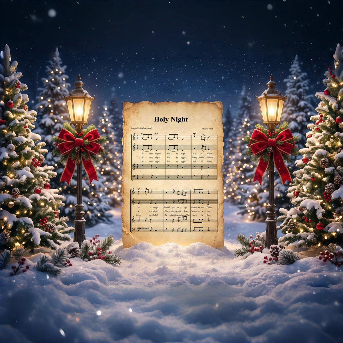Weihnachtlicher Weihnachtslied Hintergrund Heilige Nacht Notenblätter RR610-167