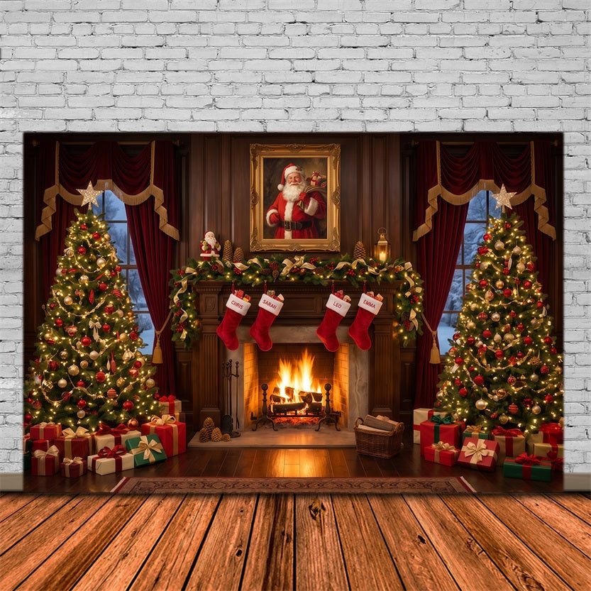 Santa Fotohintergrund Vintage Kamin Weihnachtssocken Dekoration RR610-170