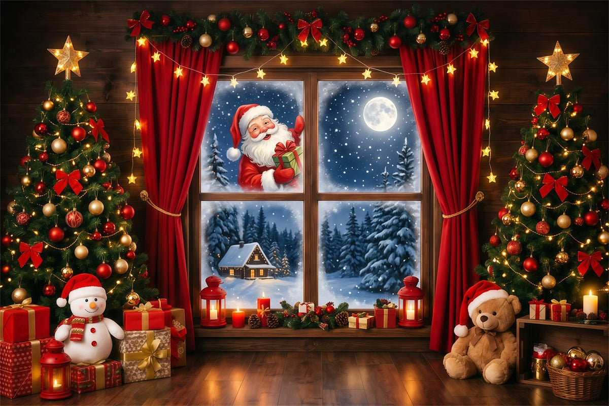 Weihnachtlicher Hintergrund Fenster Geschenk Überraschung RR610-33