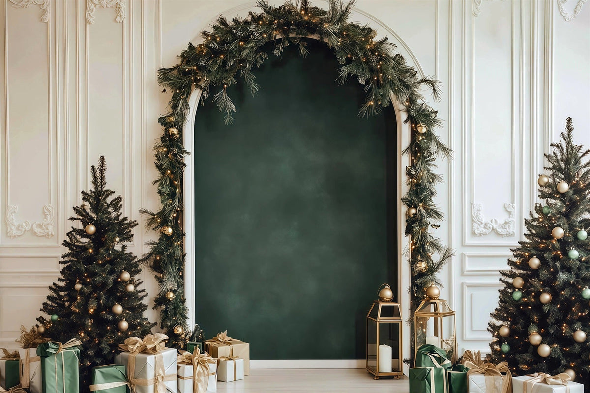 Weihnachtlicher Hintergrund Eleganter Grüner Girlandenbogen RR610-36