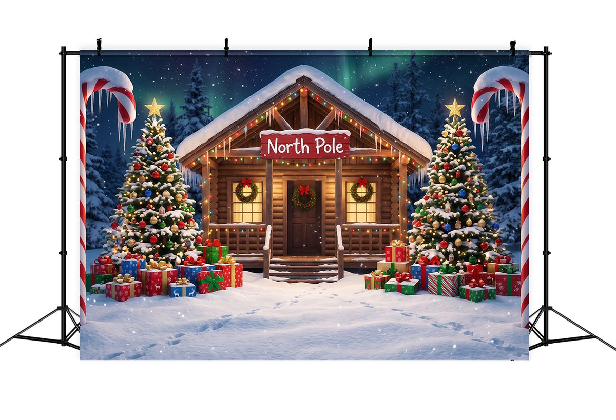 Nordpol-Fotohintergrund Zuckerstangen-Hütteneingang RR610-86