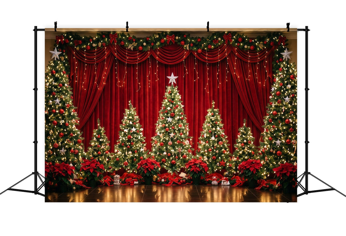 Weihnachtlicher Bühnenhintergrund Samtvorhang Weihnachtsbaum-Dekoration RR610-99