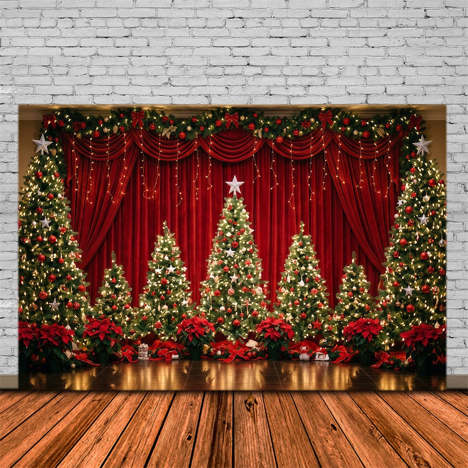 Weihnachtlicher Bühnenhintergrund Samtvorhang Weihnachtsbaum-Dekoration RR610-99