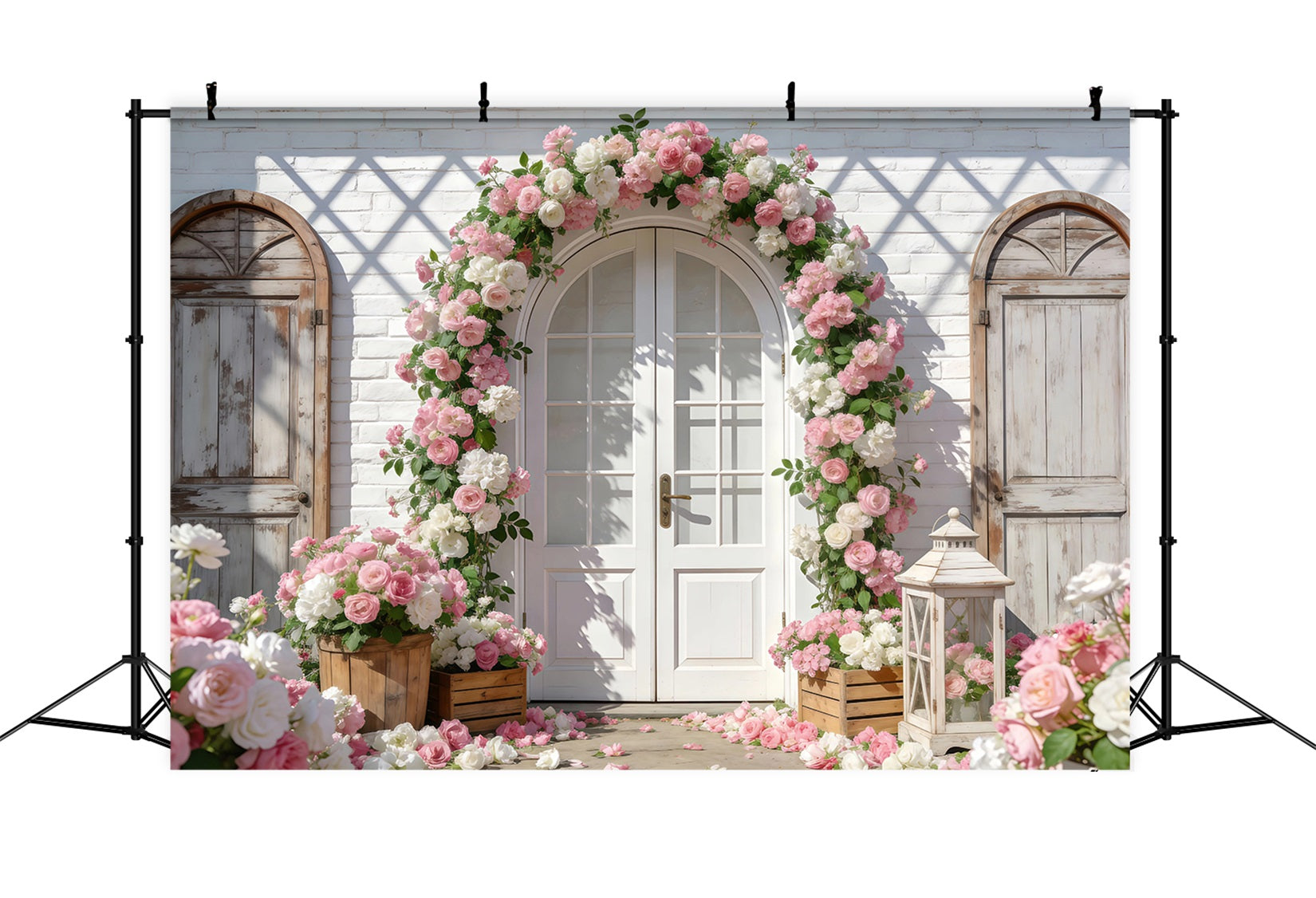 Garten-Fotohintergrund Romantischer Rosen-Ziegelbogen Frühlingshintergrund RR62-15