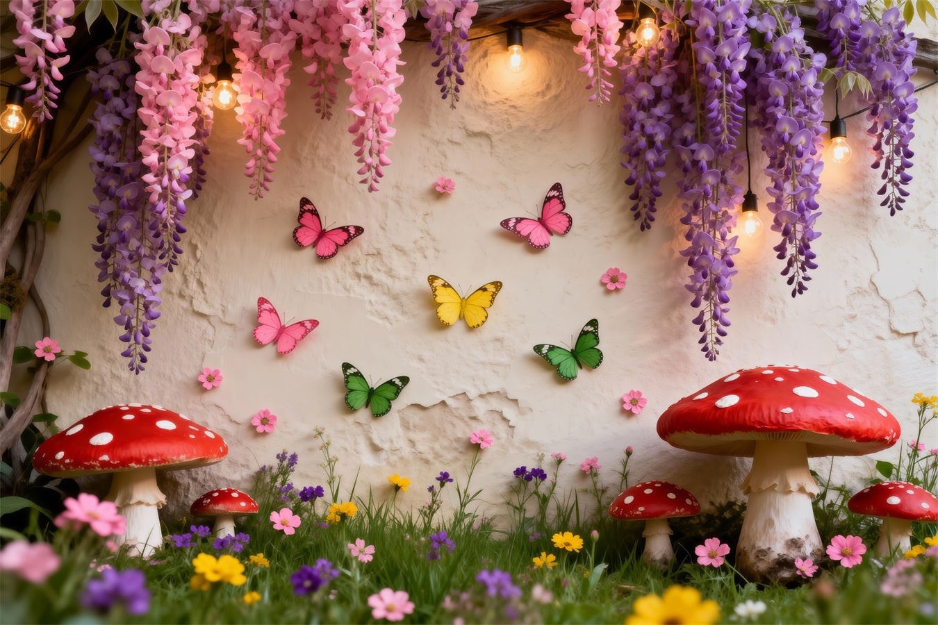 Ideen für Schmetterlings-Hintergründe Verzauberte Blumenfee-Wand Frühlingsbild-Hintergrund RR62-44