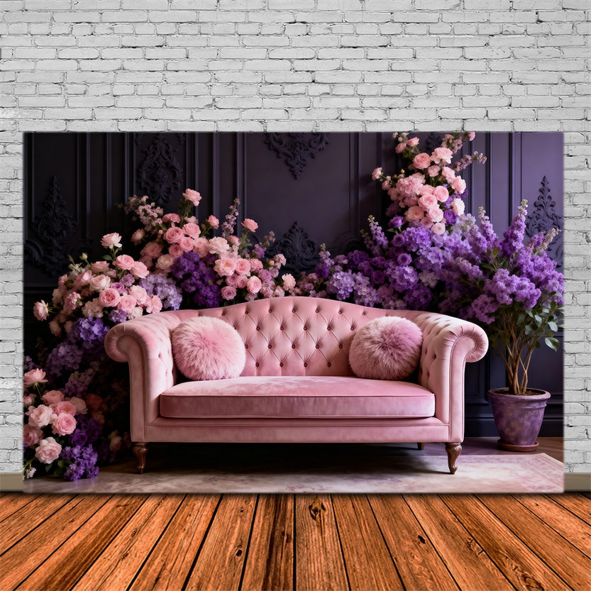 Hintergründe für Boudoir-Fotografie Blush Velvet Floral Sofa Vintage Hintergrund RR62-63
