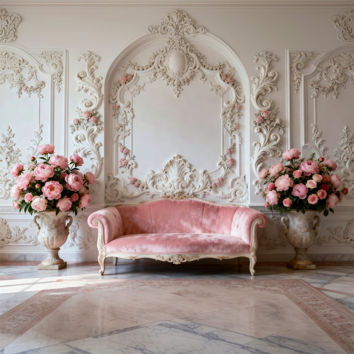 Boudoir-Fotohintergründe Klassischer elfenbeinfarbener Rokoko-Lounge Vintage Wandhintergrund RR62-64