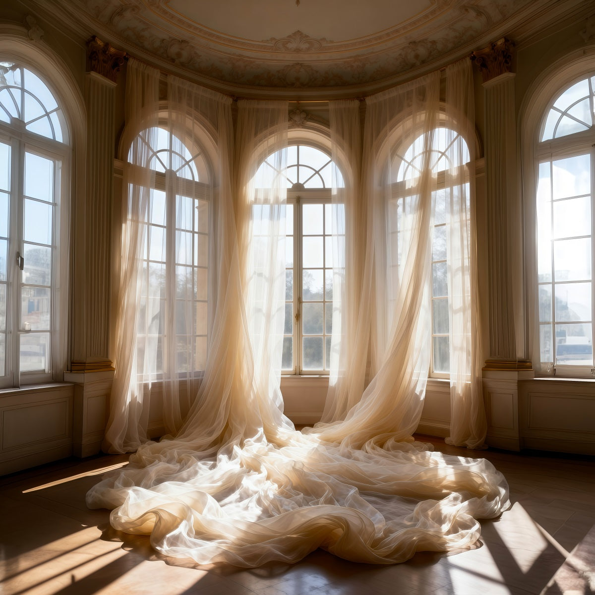 Hintergründe für Boudoir-Fotografie Sonnendurchflutete transparente Palastfenster Klassischer Hintergrund RR62-95