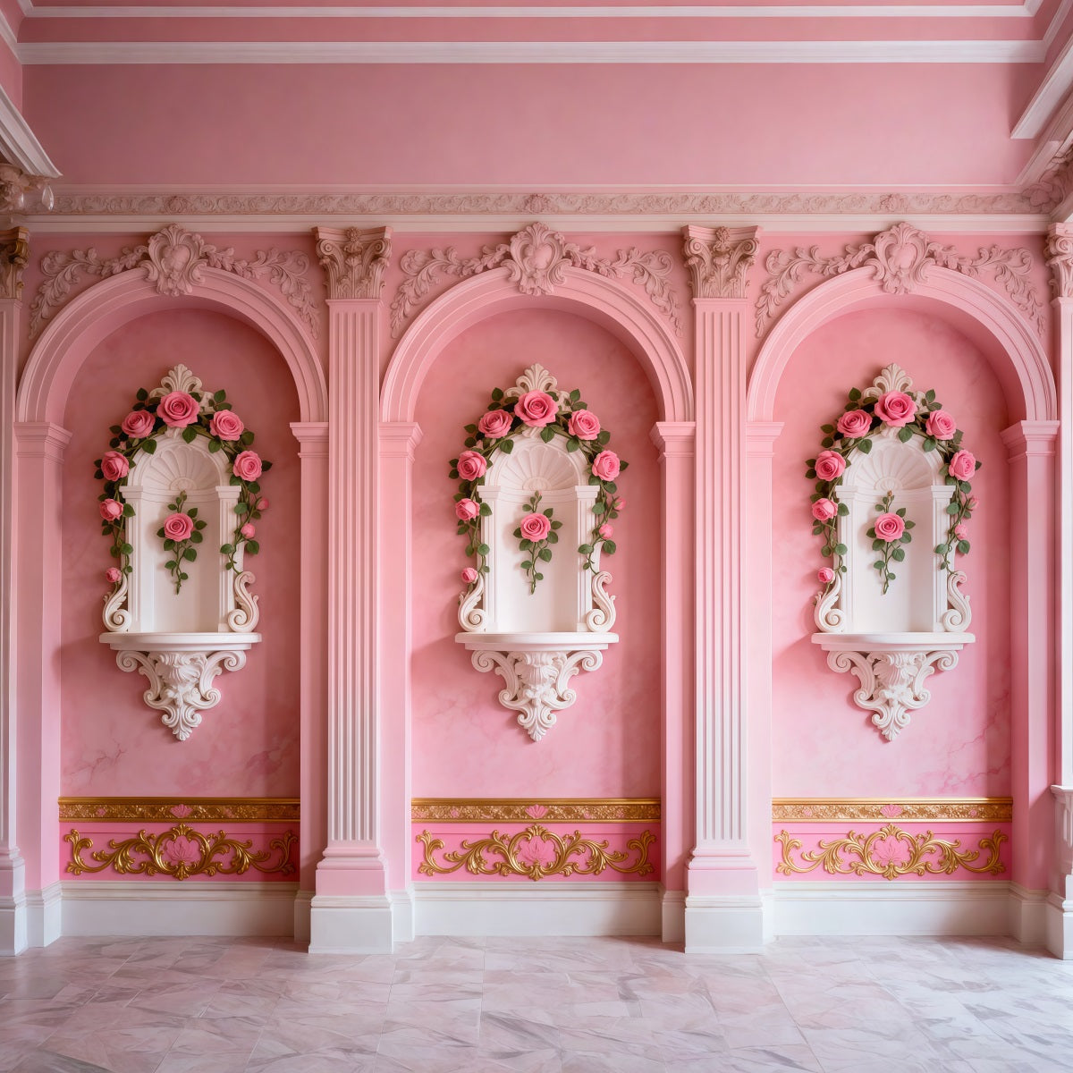 Boudoir-Fotografie-Hintergründe Blush Rose Alcove Arches Vintage-Wandhintergrund RR62-97
