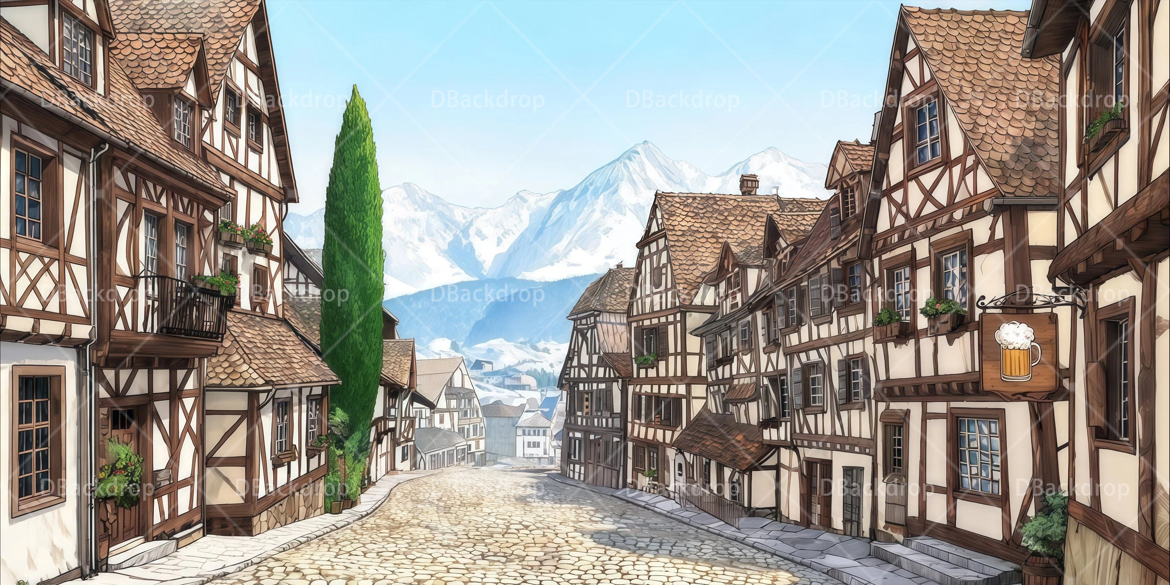 Europäisches Dorf Theaterkulisse und Bühnenhintergrund RR65-T78