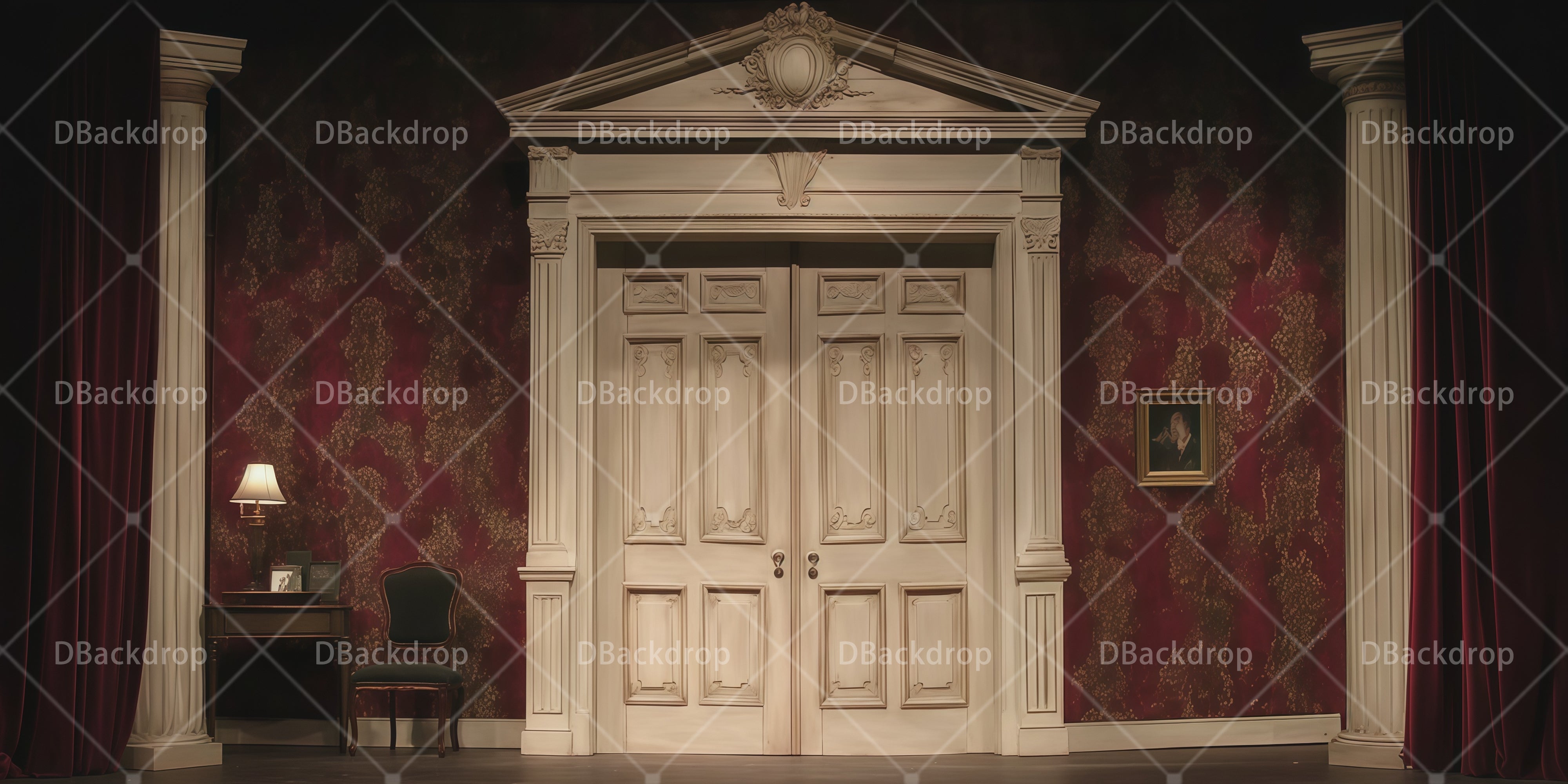 Theaterhintergrund Vintage Herrenhaus für Schultheater RR66-T47