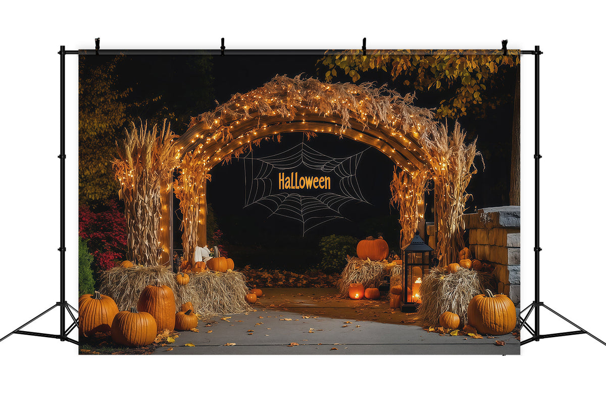 Herbstliche Halloween-KulisseHeuernte Kürbisbogen Gruselige Halloween-Kulissen RR67-117