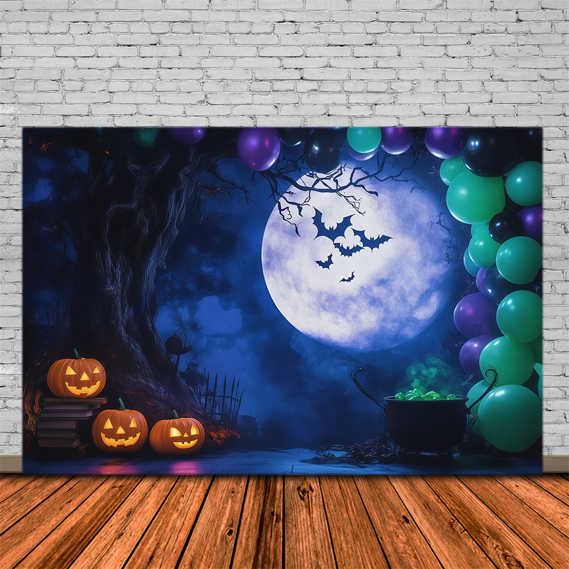 Halloween-Ballonhintergrund Mondballon Kesselparty Halloween-Themenhintergrund RR67-130