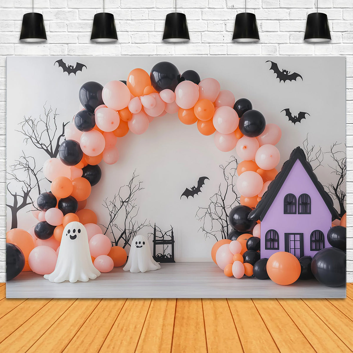 Geisterbogen-Hintergrund Cartoon-Hausbogen Halloween-Hintergrund Für Fotokabine RR67-187