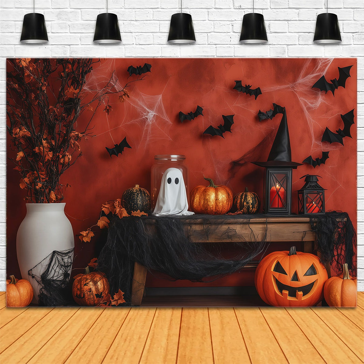 Halloween-Fotohintergrund Geister-Kürbis-Kamindekoration Diy-Halloween-Fotohintergrund RR67-50