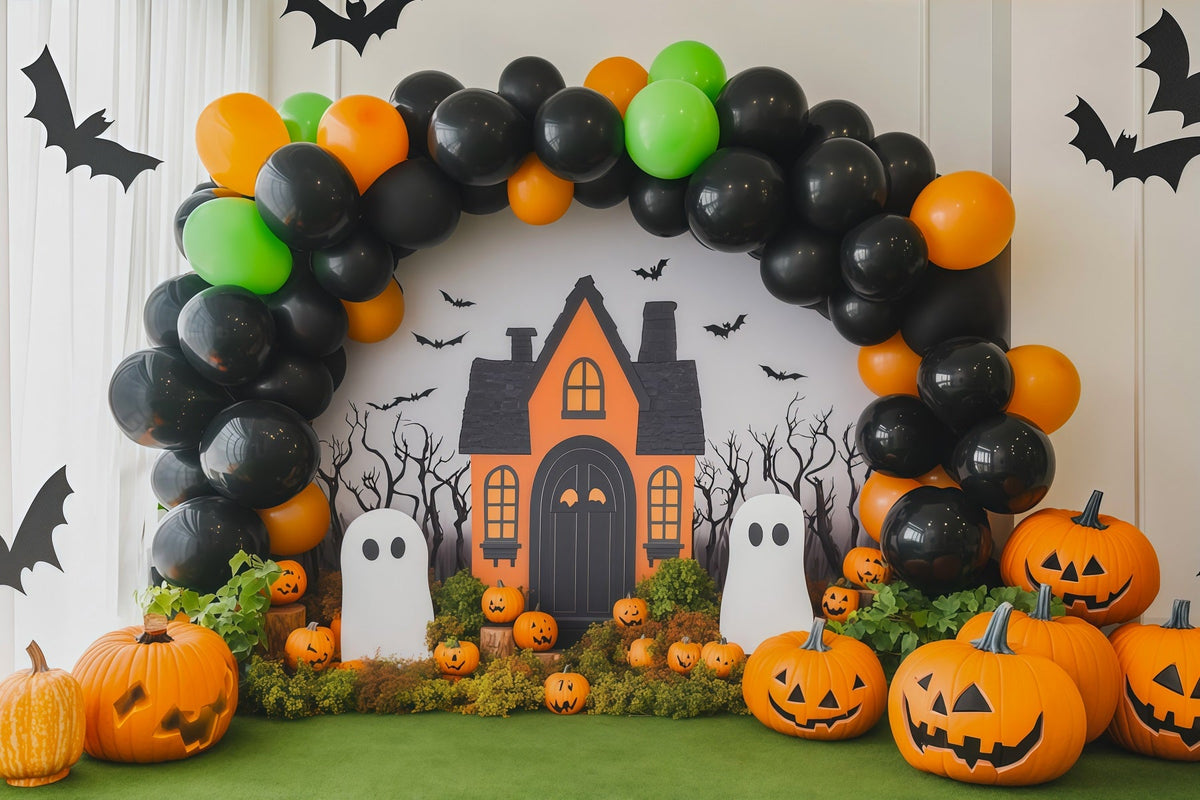 Halloween-Ballon-Hintergrund Kürbis-Geister-Partydeko Halloween-Themen-Hintergrund RR67-80