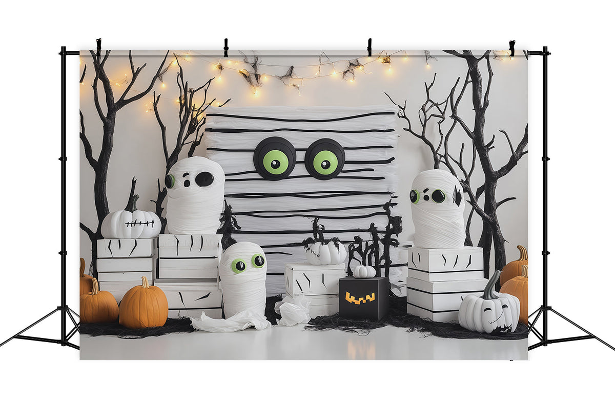 Einfacher Halloween-Hintergrund Niedliche Mumien-Kürbis-Party Extra Großer Halloween-Hintergrund RR67-98