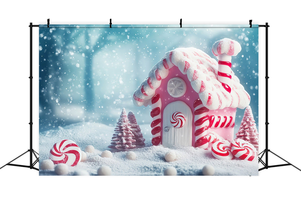 Weihnachtssüßigkeiten-Hintergrund Pink Peppermint Candyland Cottage Weihnachtsfotohintergrund RR68-100