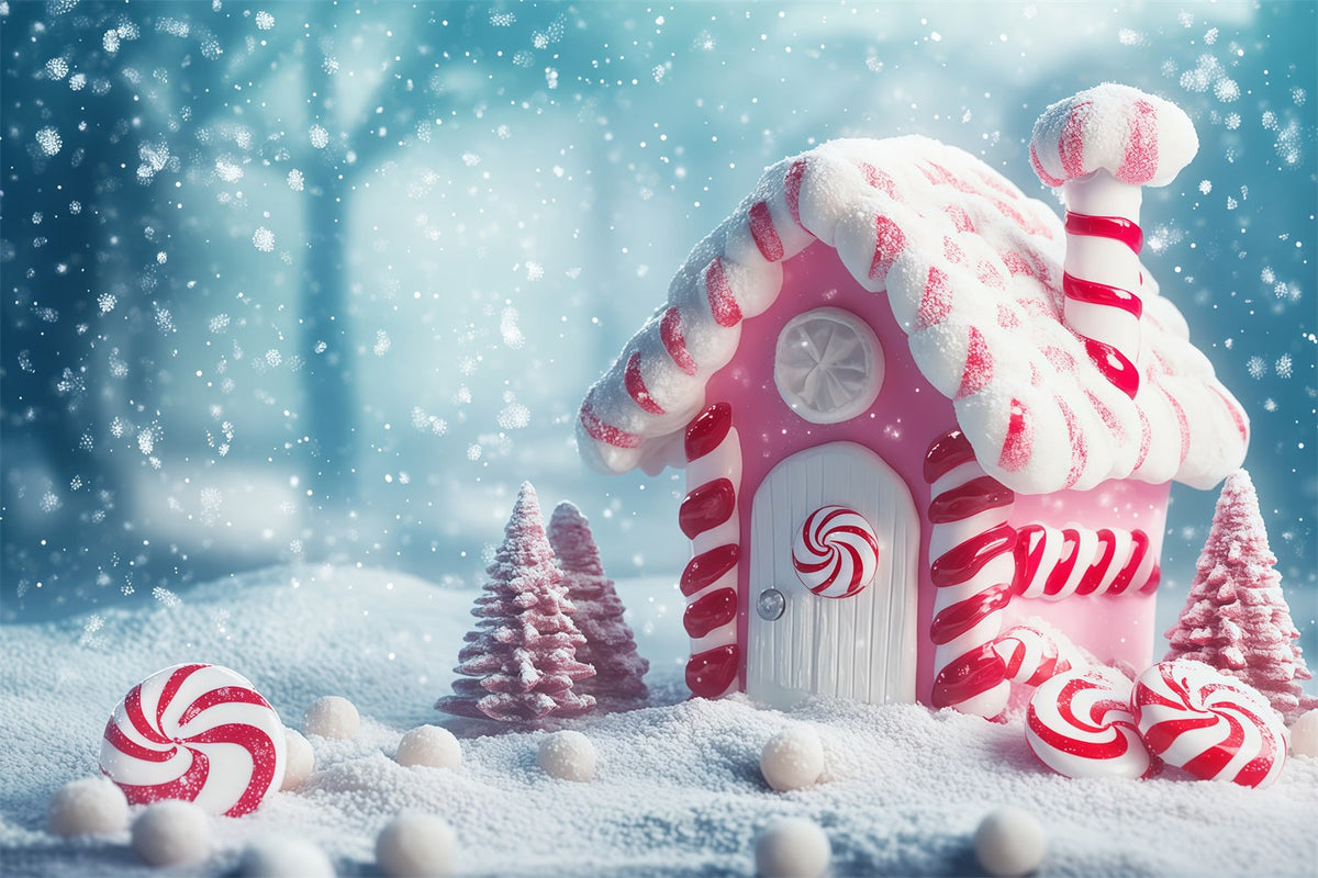 Weihnachtssüßigkeiten-Hintergrund Pink Peppermint Candyland Cottage Weihnachtsfotohintergrund RR68-100