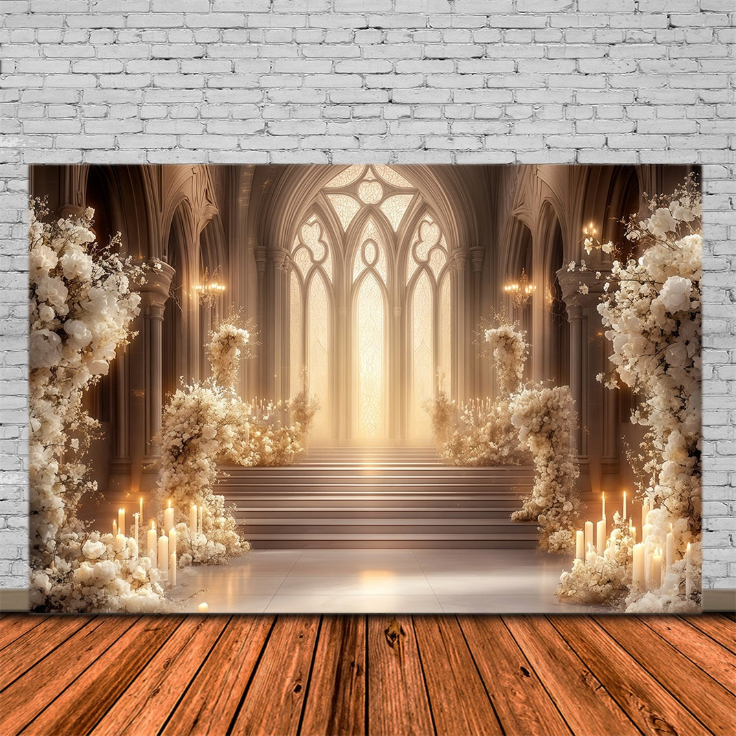 Weihnachtskulisse In Der Kirche Elfenbeinfarbener Blumenkathedrale Professionelle Weihnachtskulisse RR68-92