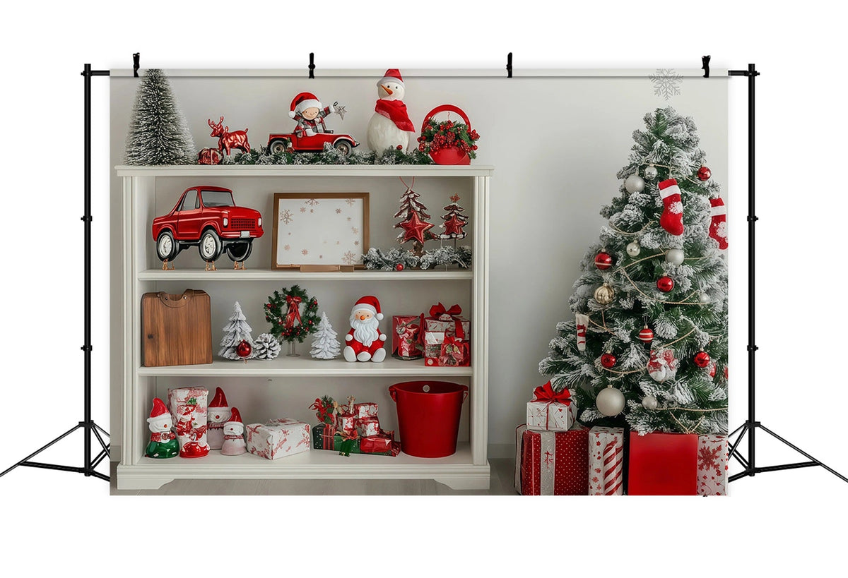 Weihnachtsschmuck-Hintergrund Festliche Regalbaum-Ausstellung Weihnachtliche Musselin-Hintergründe RR68-97
