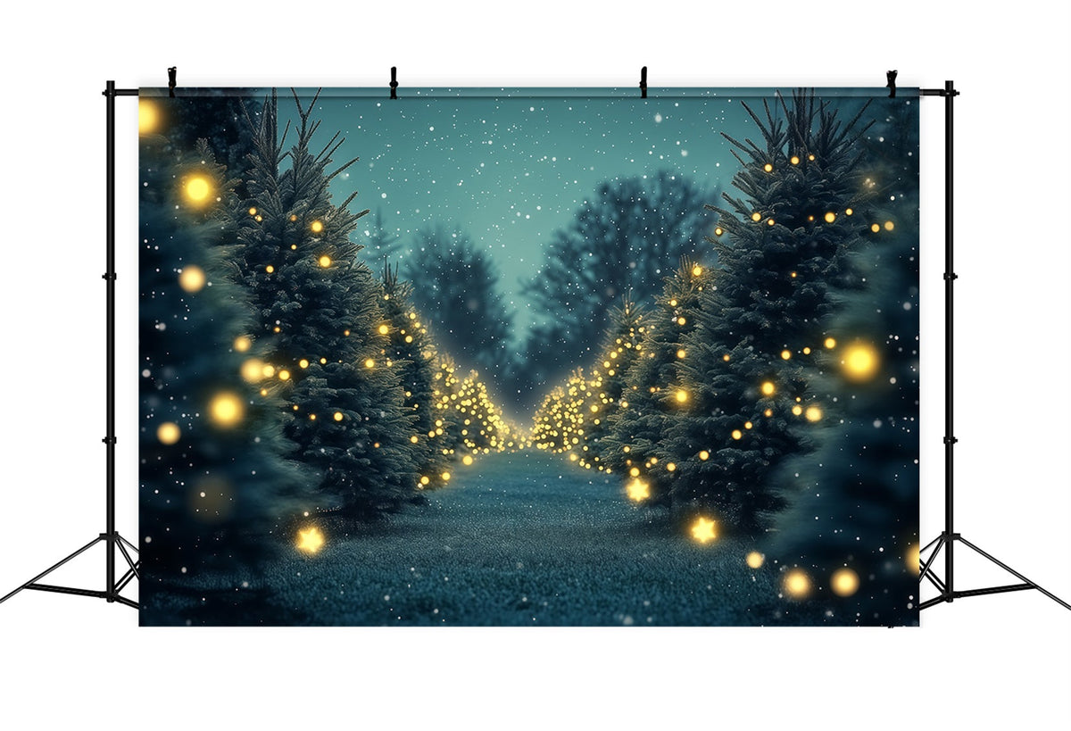 Weihnachtsbaum-Hintergrund Funkelnder Kiefernlichtpfad Weihnachtswand-Hintergrund RR69-102