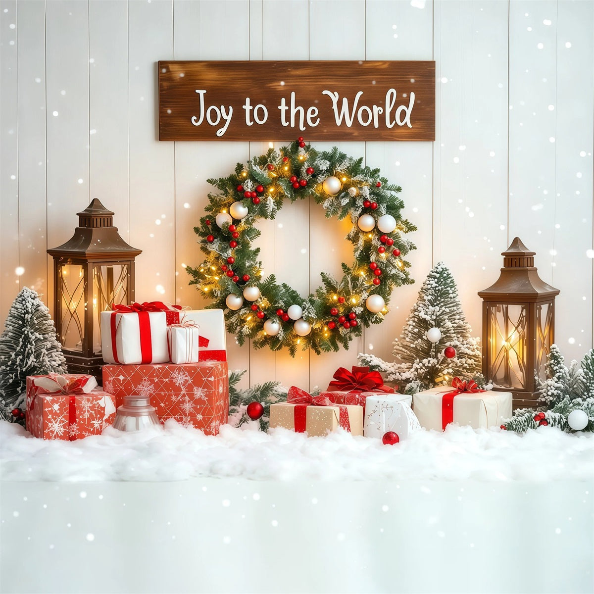 Weihnachtskranz-Hintergrund Freude Der Welt Weihnachts-Fotohintergründe RR69-103