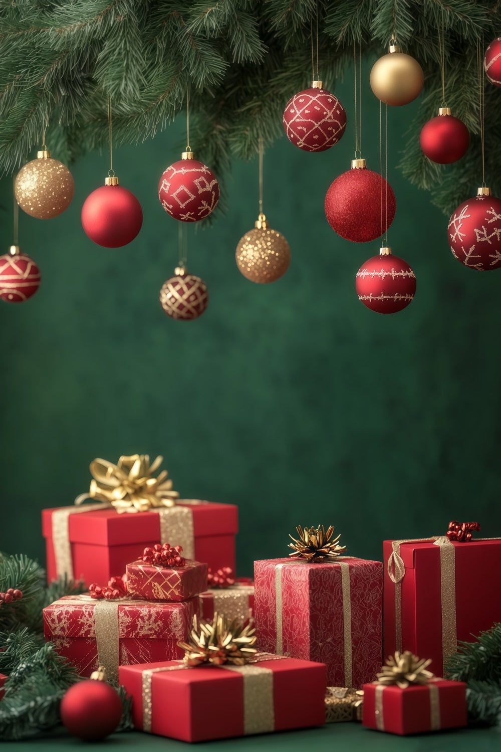 Weihnachtskugel-Hintergrund Ornament-Geschenkbox-Display Weihnachts-Fotohintergründe RR69-21