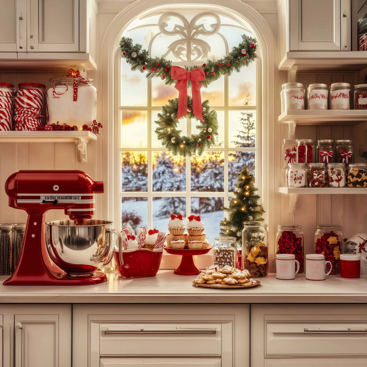 Weihnachtsbäckerei-Hintergrund Candy Kitchen Backecke Weihnachtshintergründe RR69-48