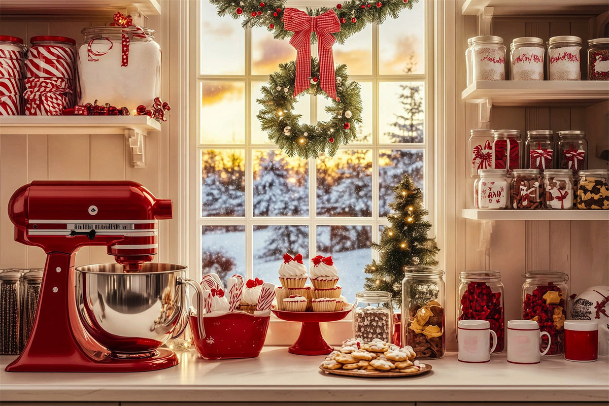 Weihnachtsbäckerei-Hintergrund Candy Kitchen Backecke Weihnachtshintergründe RR69-48