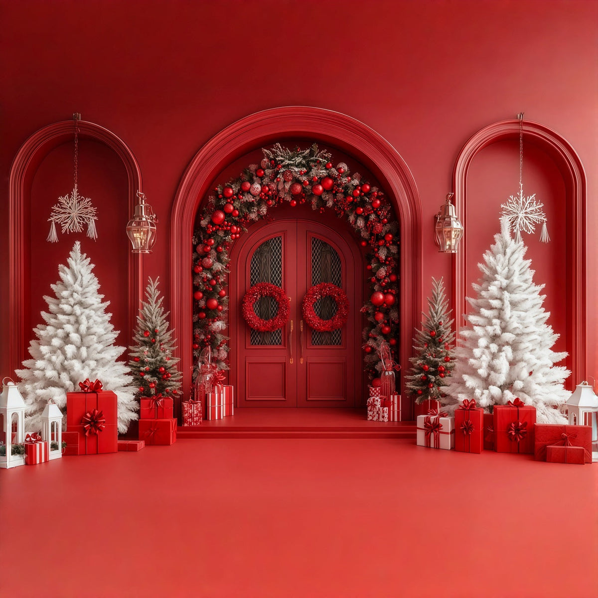 Weihnachtsbogen-Hintergrund Rote Türbeeren-Bogen Weihnachts-Fotohintergründe RR69-51